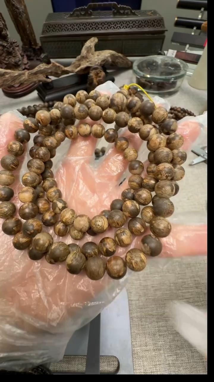 【闪购商品】沉香手串金三角绿棋8mm+念珠