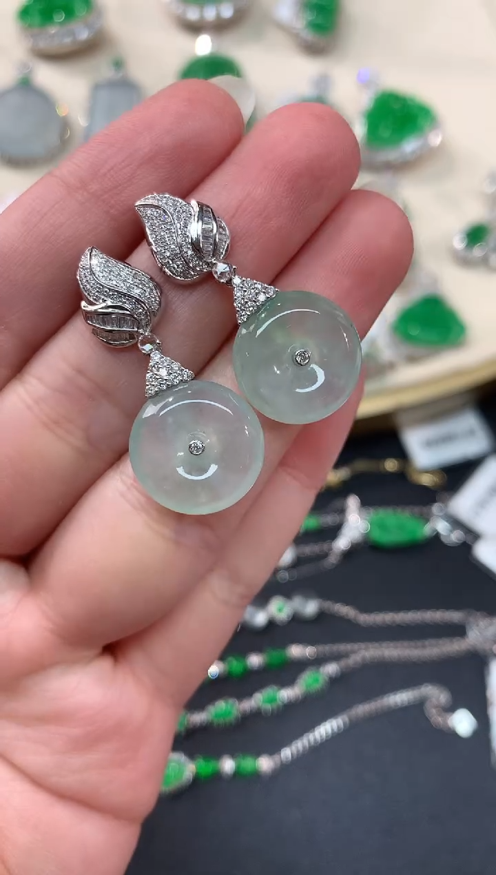 【闪购商品】翡翠耳饰18K金镶嵌A482|9800