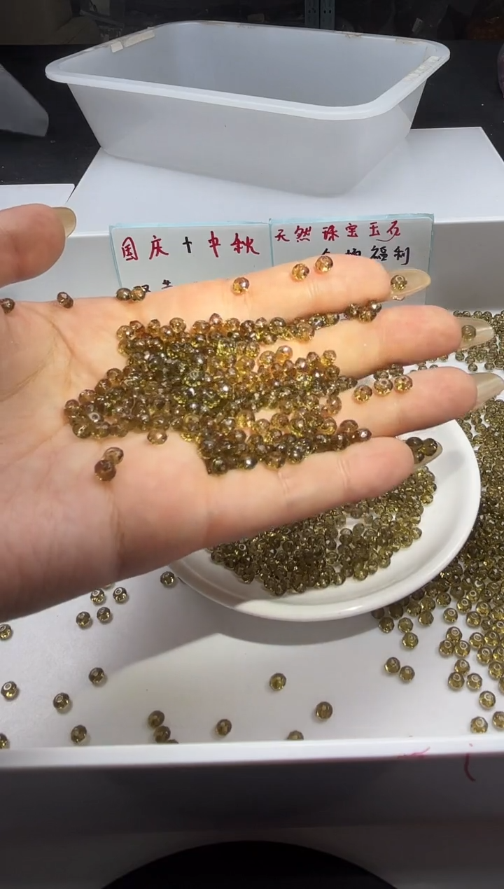 颈饰未镶嵌水晶w56茶水晶切面算盘4*2mm*100颗