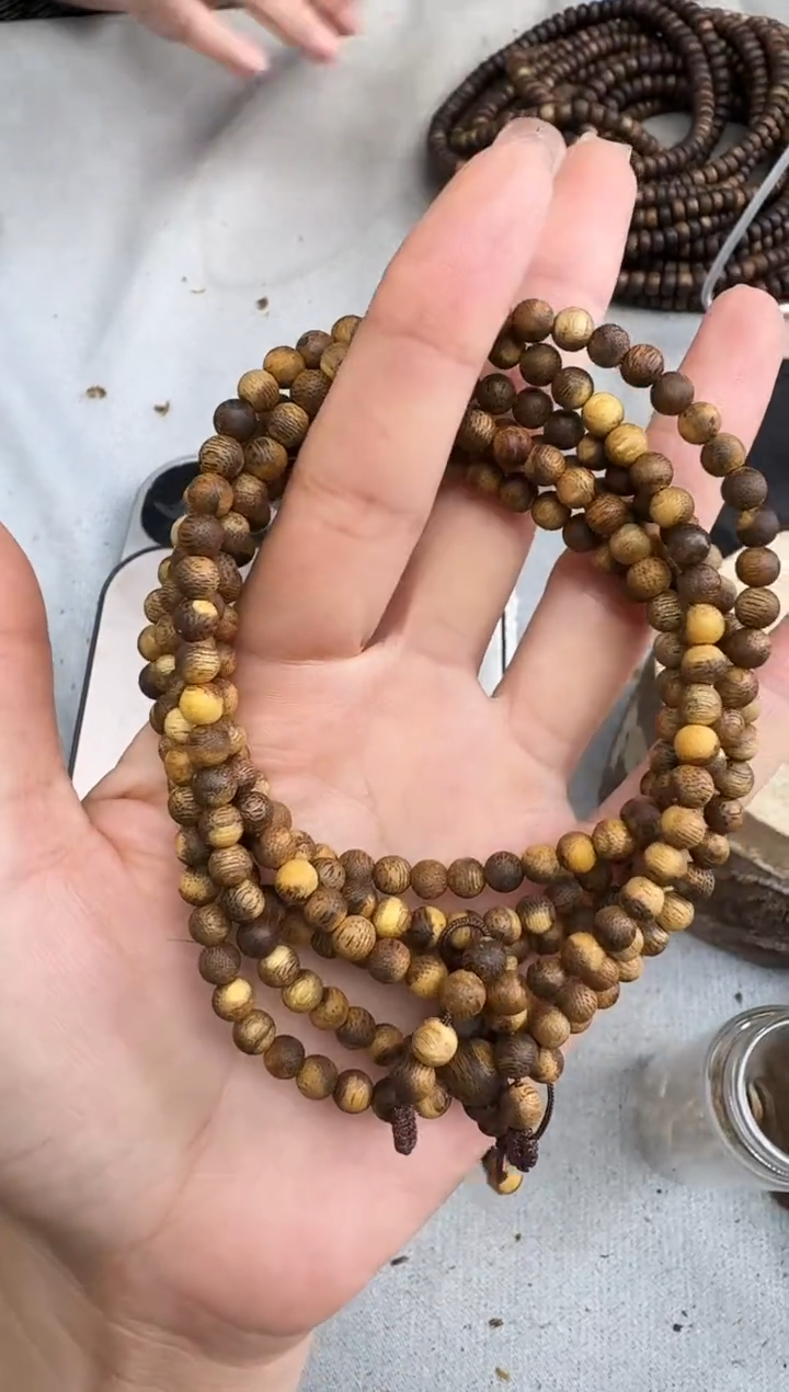 沉香手串龙**寨05虎斑棋圆珠多圈多样性发一