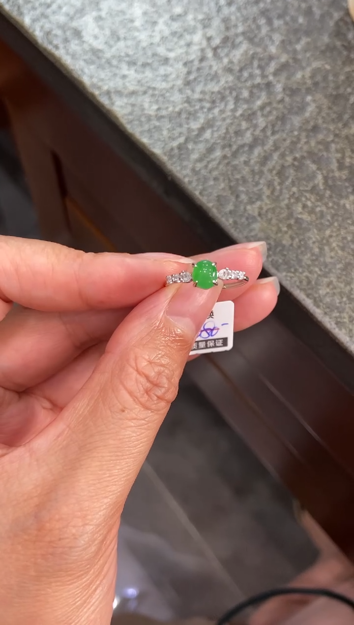 银S925镶嵌挂件翡翠戒指