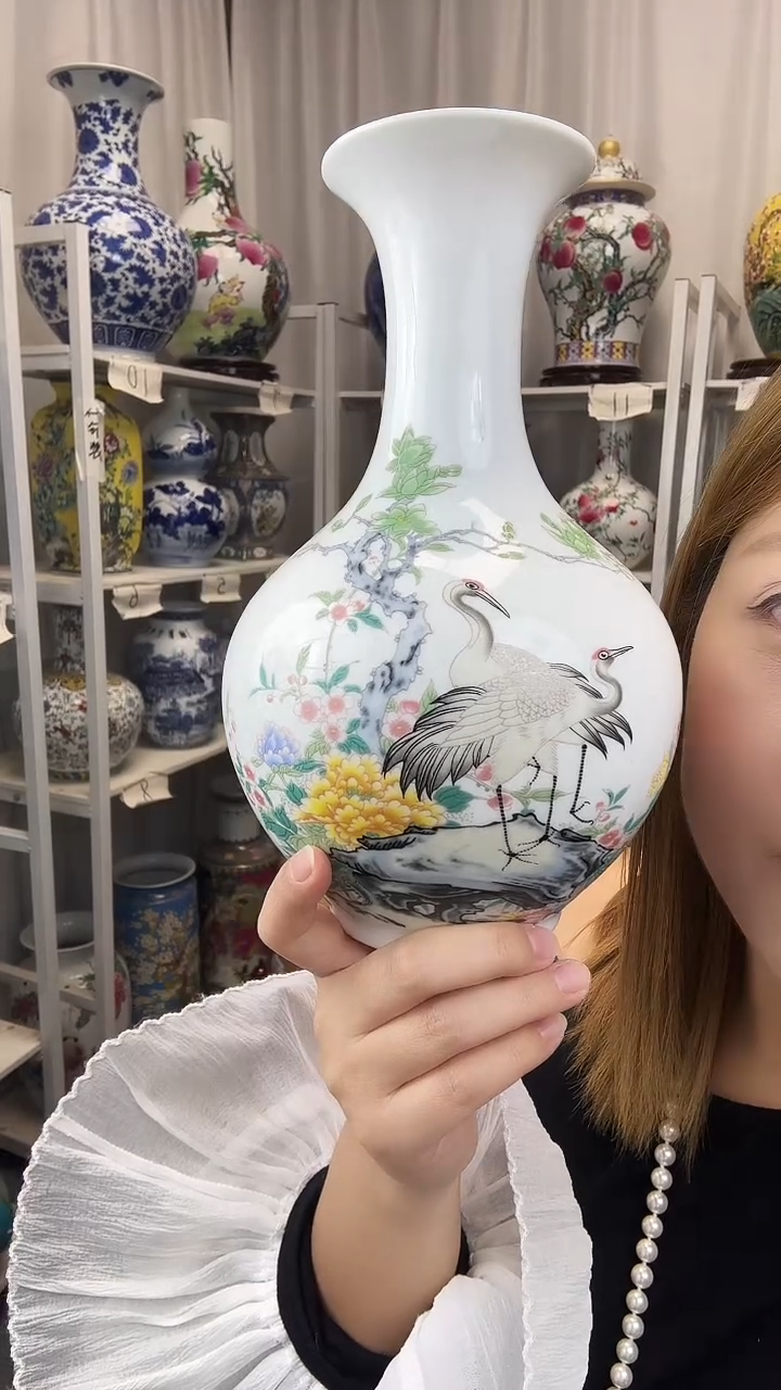 摆件景德镇高温陶瓷仙鹤