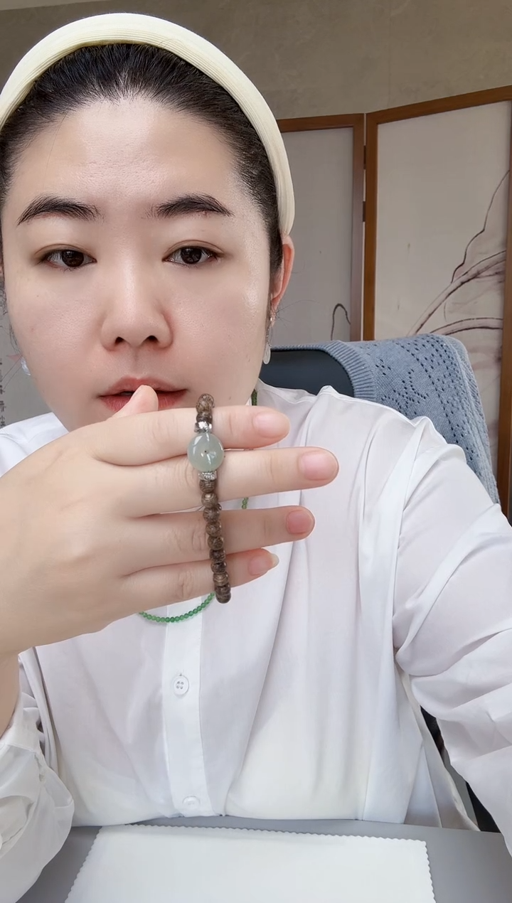 吊坠(不含链)未镶嵌翡翠翡翠平安扣配木珠手串