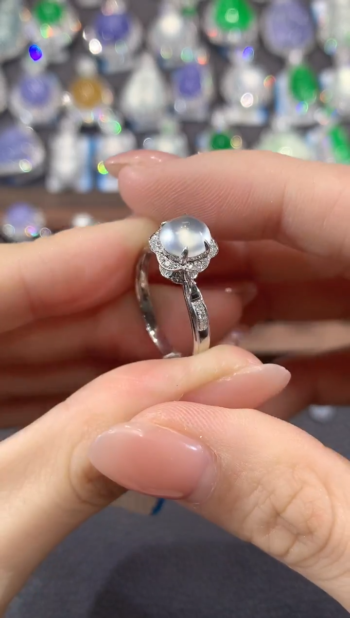 18K金镶嵌戒指翡翠A86翡翠