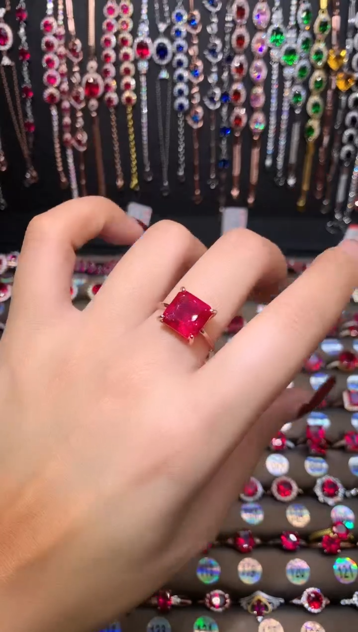 【闪购商品】红宝石戒指银S925镶嵌玫瑰金10