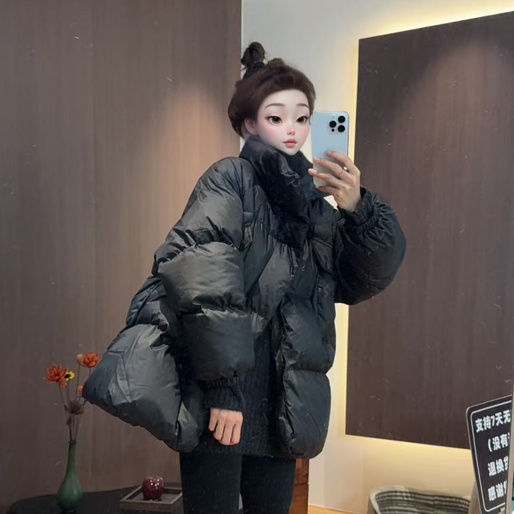 【文乐乐】冬季新款韩版高级气质时尚休闲潮流百搭中款立领棉服9166