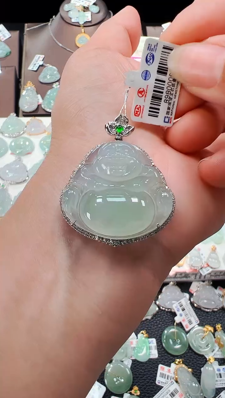 【闪购商品】翡翠吊坠(不含链)18K金镶嵌佛公吊坠976