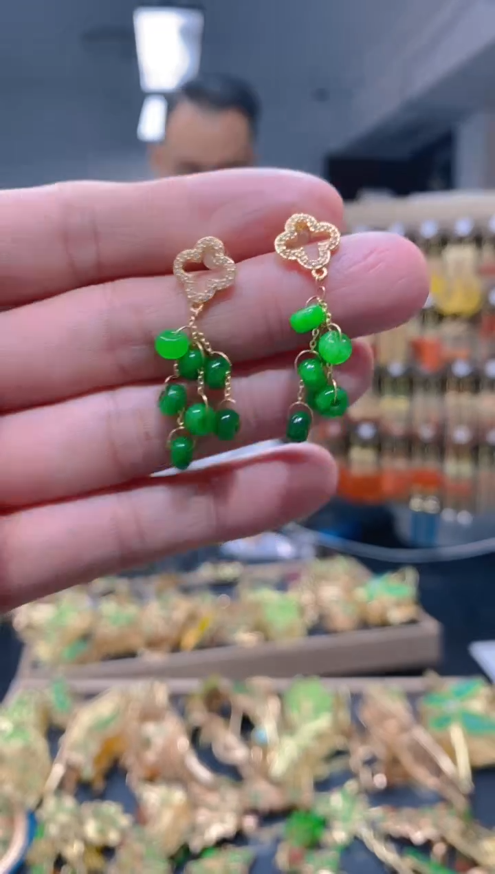 【闪购商品】翡翠耳饰合金096翡翠耳钉