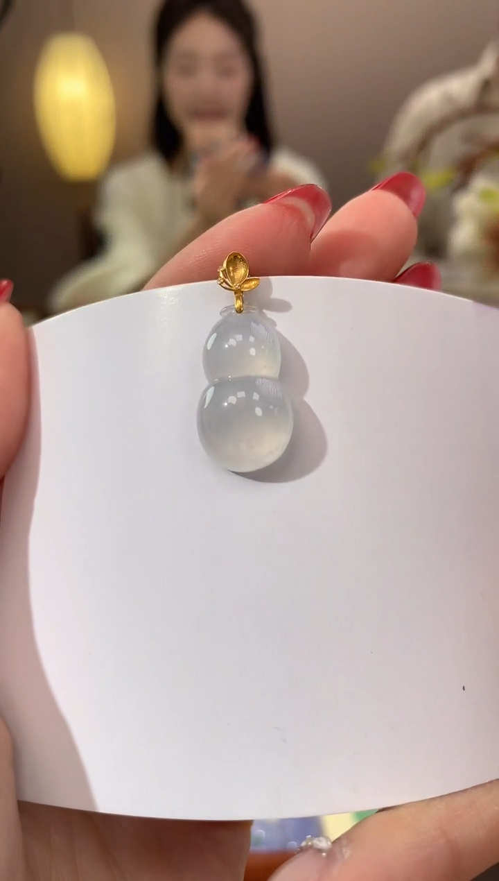 【闪购商品】翡翠颈饰18K金镶嵌天然缅甸a货翡翠