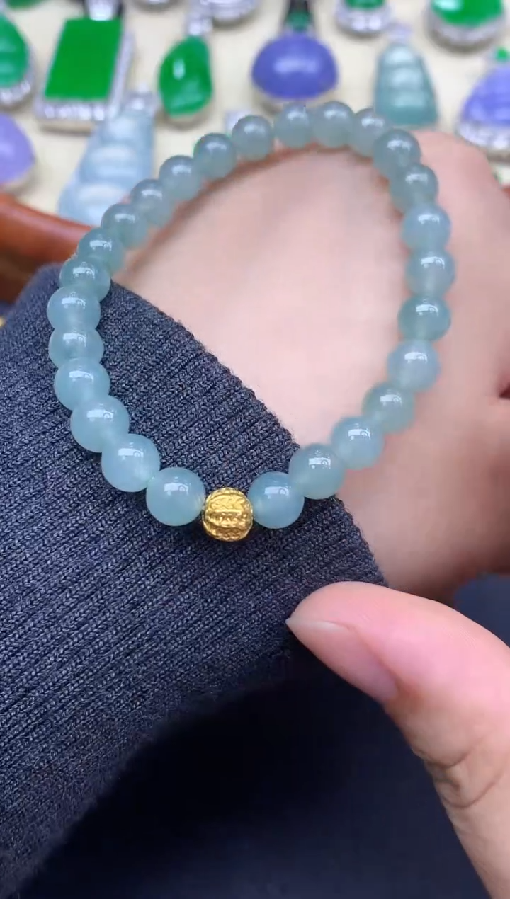 足金镶嵌手链翡翠38-中国好珍宝