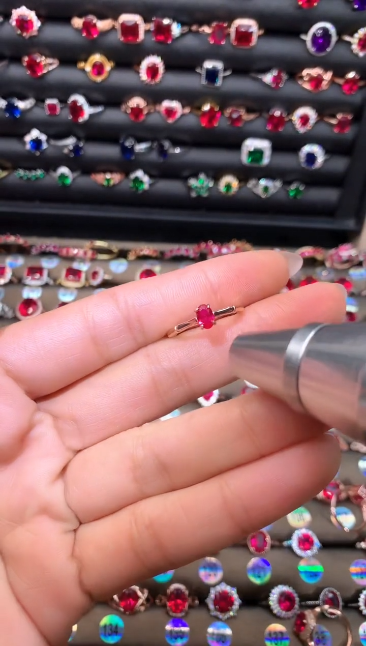 【闪购商品】红宝石戒指银S925镶嵌竹节46