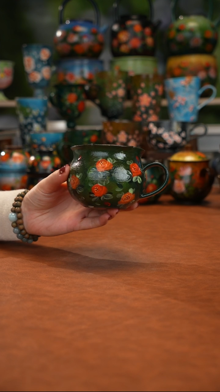 紫砂油画釉下彩手绘