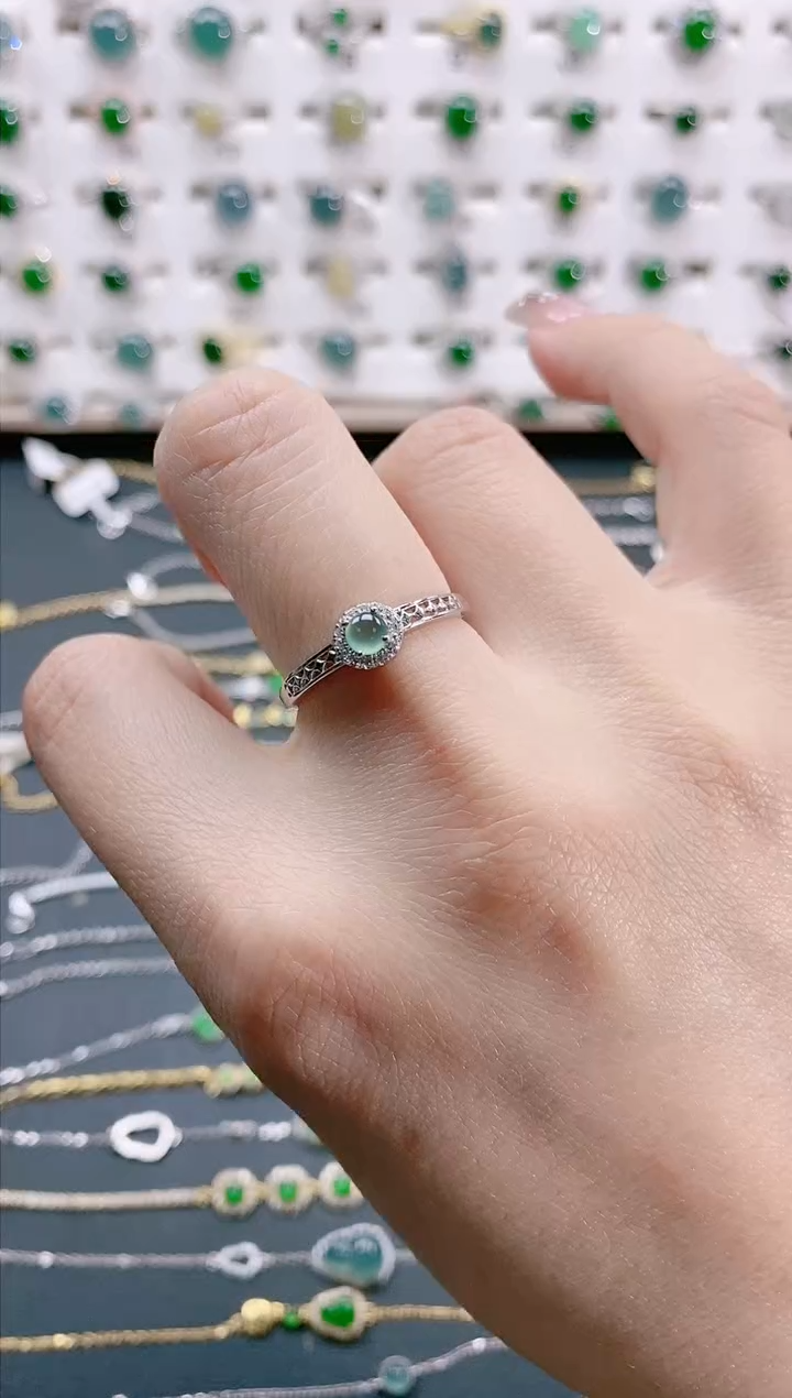 【闪购商品】翡翠戒指银S925镶嵌天然翡翠