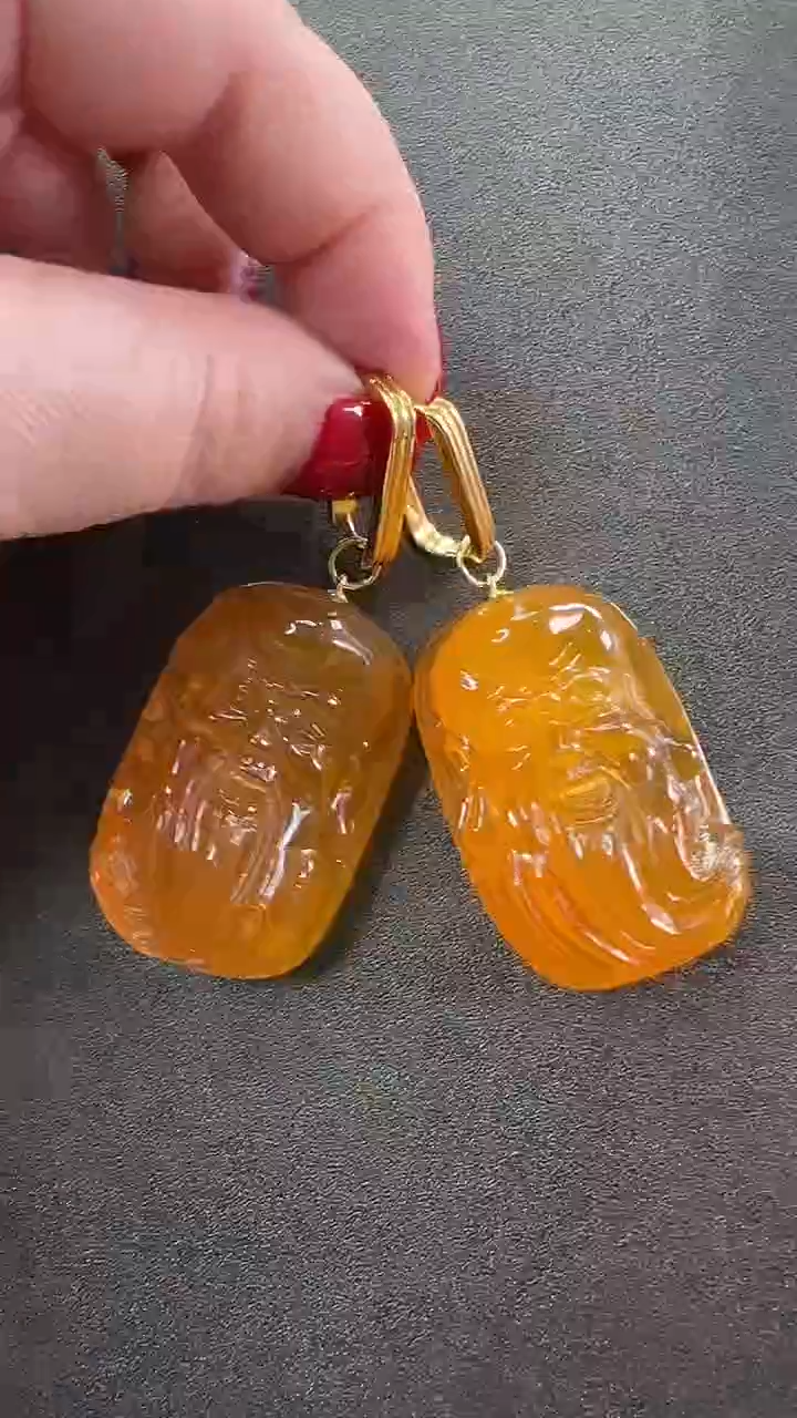 【闪购商品】琥珀耳饰未镶嵌耳环