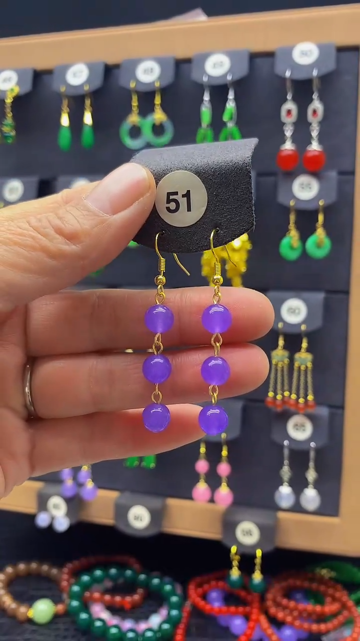 【闪购商品】玛瑙/玉髓耳坠银S925镀金镶嵌耳坠051