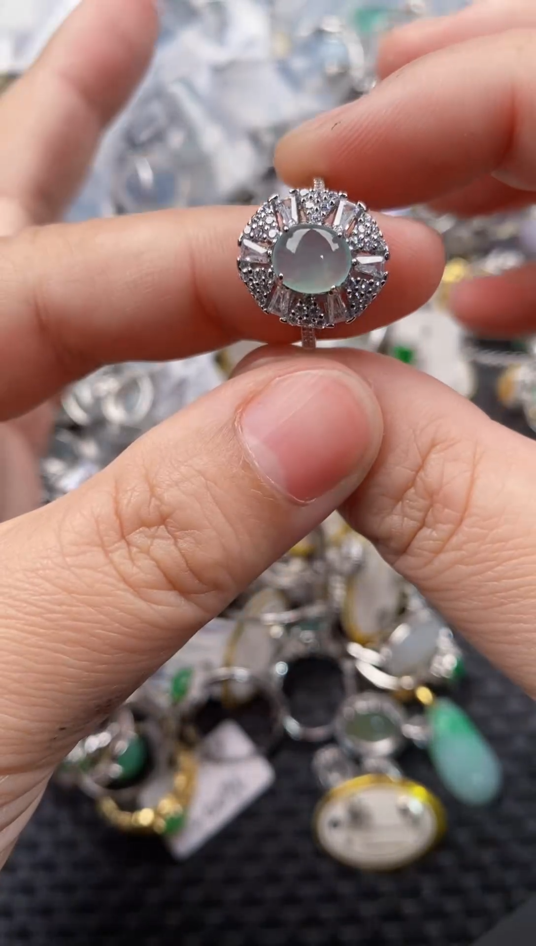 银S925镶嵌戒指翡翠111---1