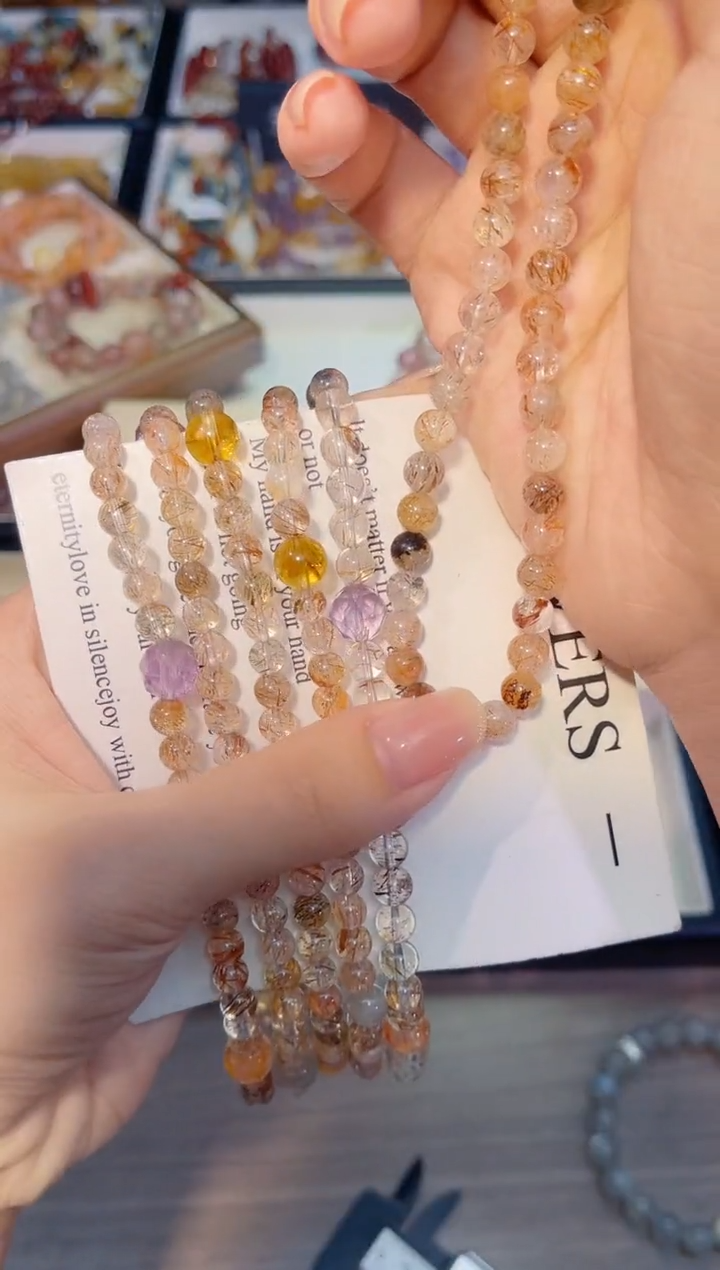 未镶嵌手串水晶离**.灰月光手链