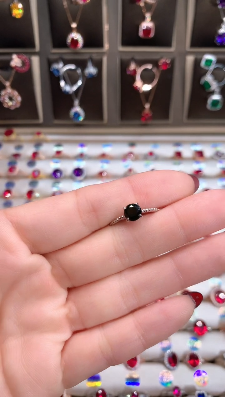 【闪购商品】蓝宝石戒指银S925镶嵌6山蓝