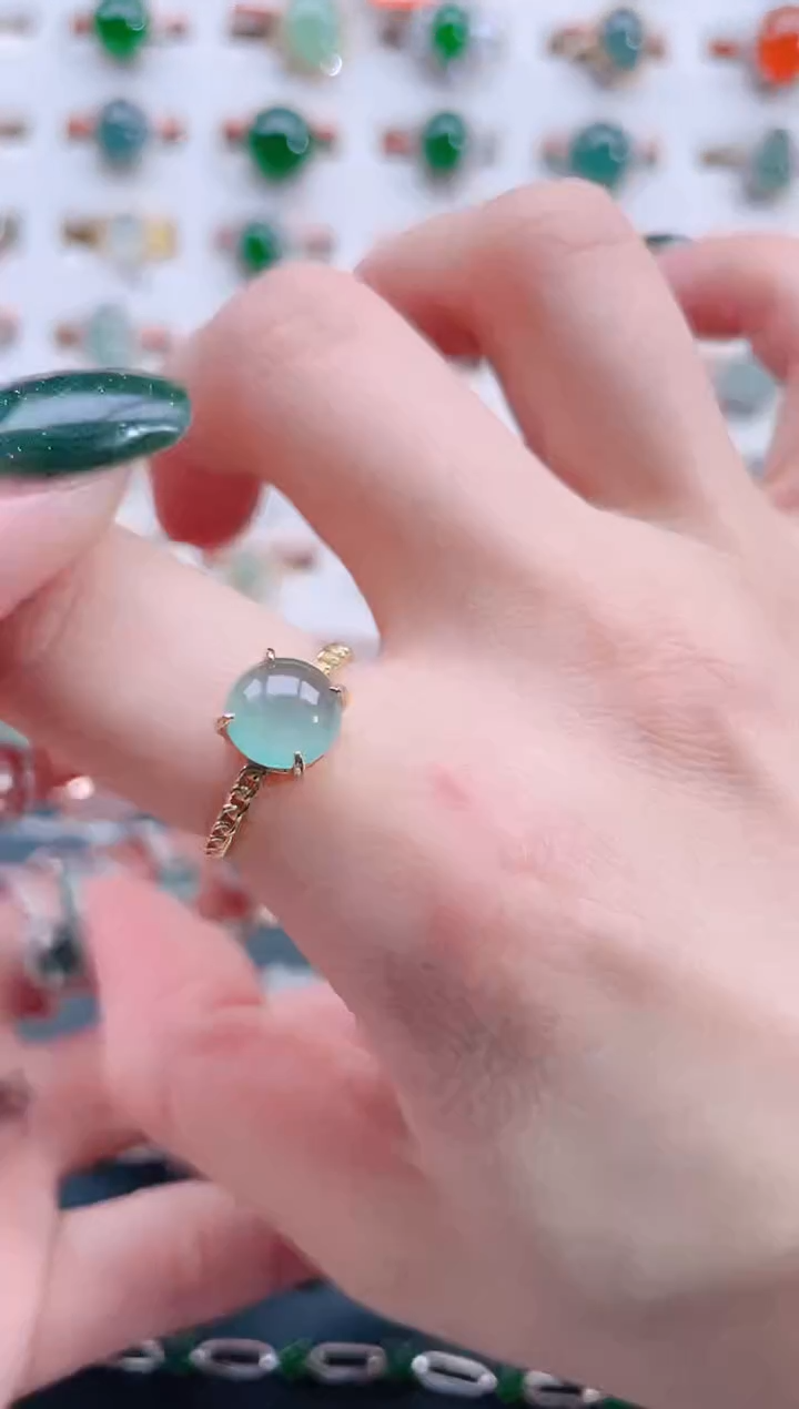 银S925镶嵌戒指翡翠天然翡翠