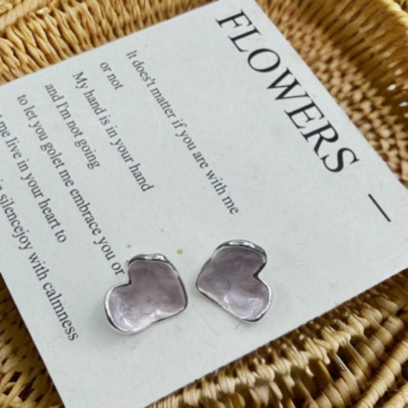 铜合金耳饰 [卓菲]紫色几何简约花朵耳钉5294