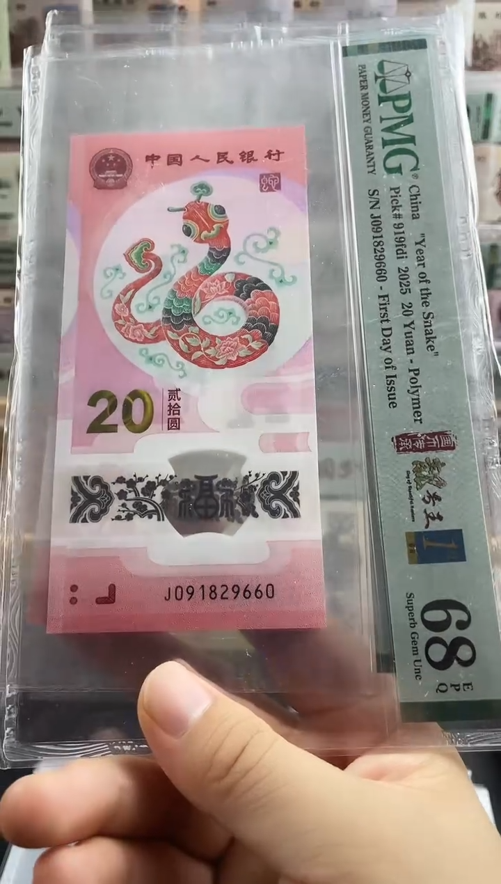 塑料蛇钞首日标68分朦胧号