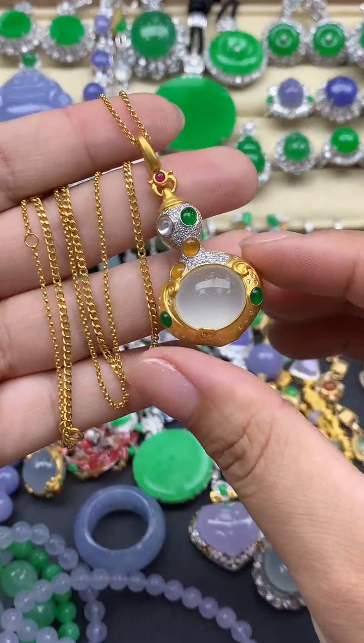 翡翠18K金镶嵌颈饰867-春日珠宝