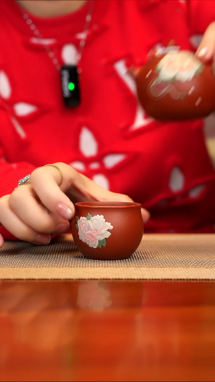 【闪购商品】紫砂茶壶主人杯 牡丹 