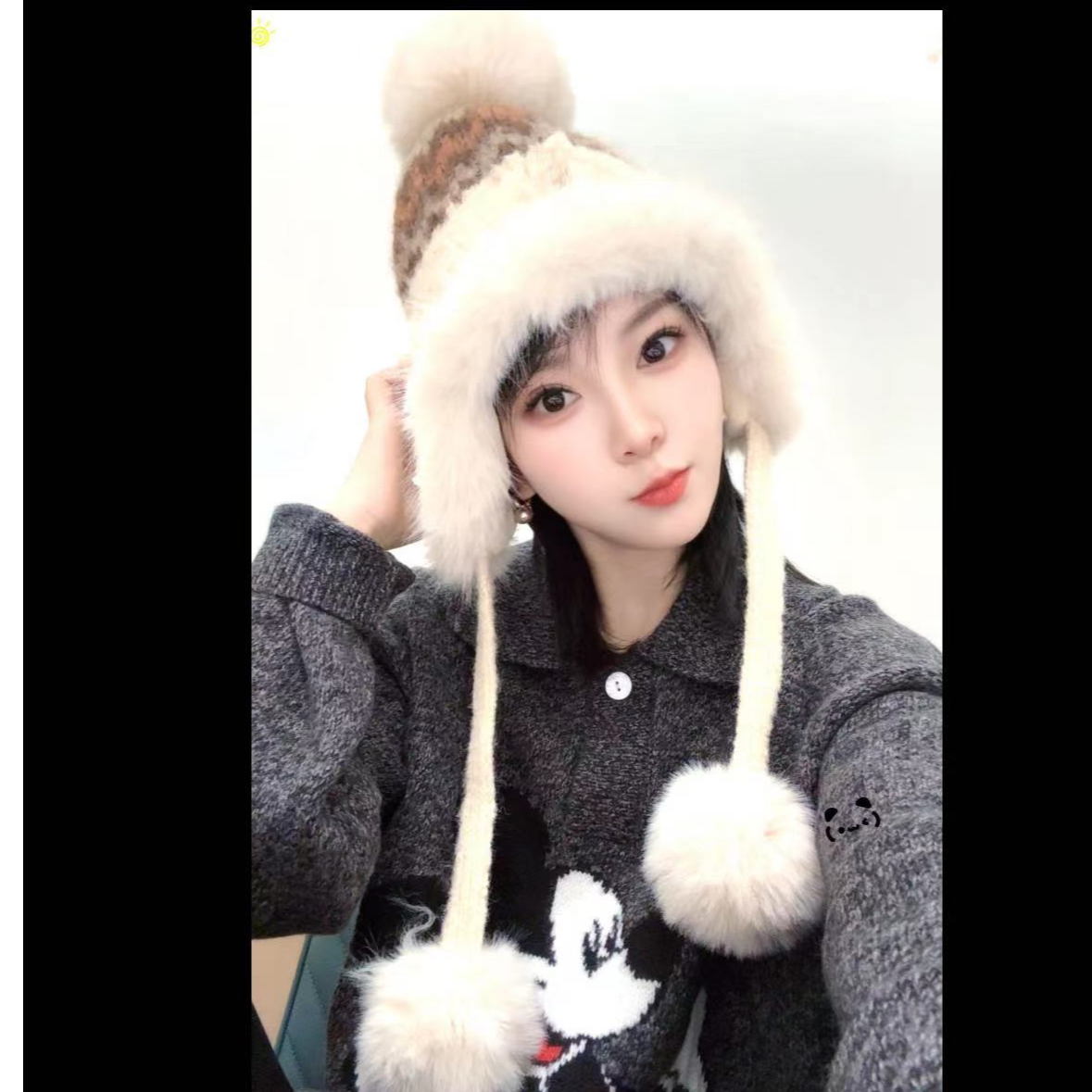 小毛球森系护耳帽