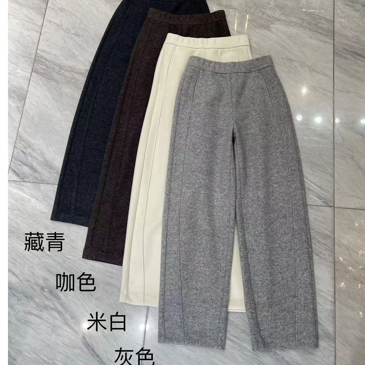 【裤型超赞】~秋冬松紧腰绵羊 毛弯刀裤垂感显瘦休闲裤K8031