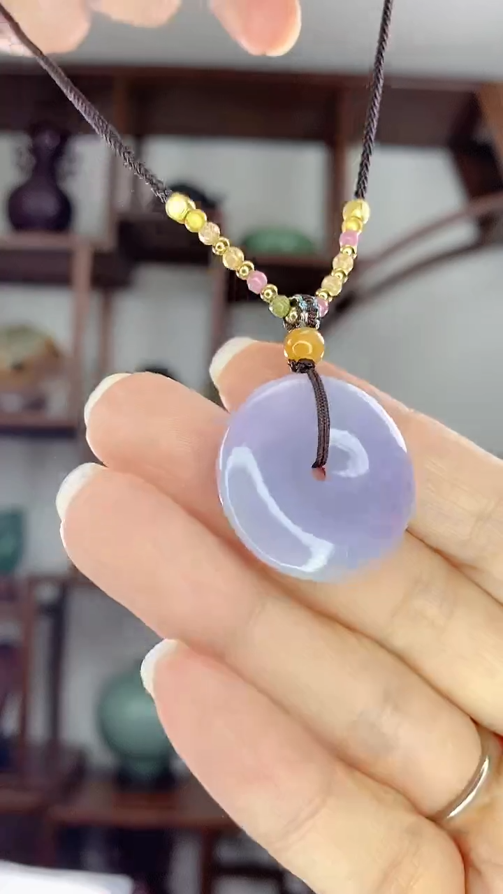 翡翠未镶嵌吊坠(赠链)多样性紫翡平安扣X25