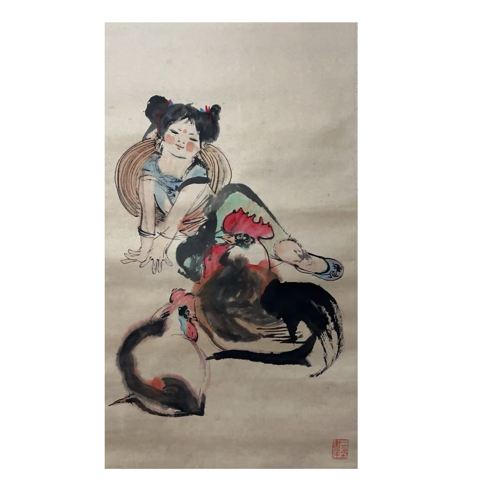LOT.002 佚名 人物 69*45cm 纸本镜片 218