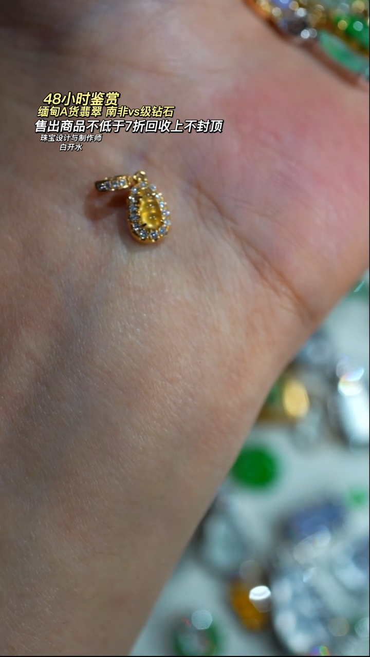 颈饰18K金镶嵌翡翠赵*泡天然翡翠豆子