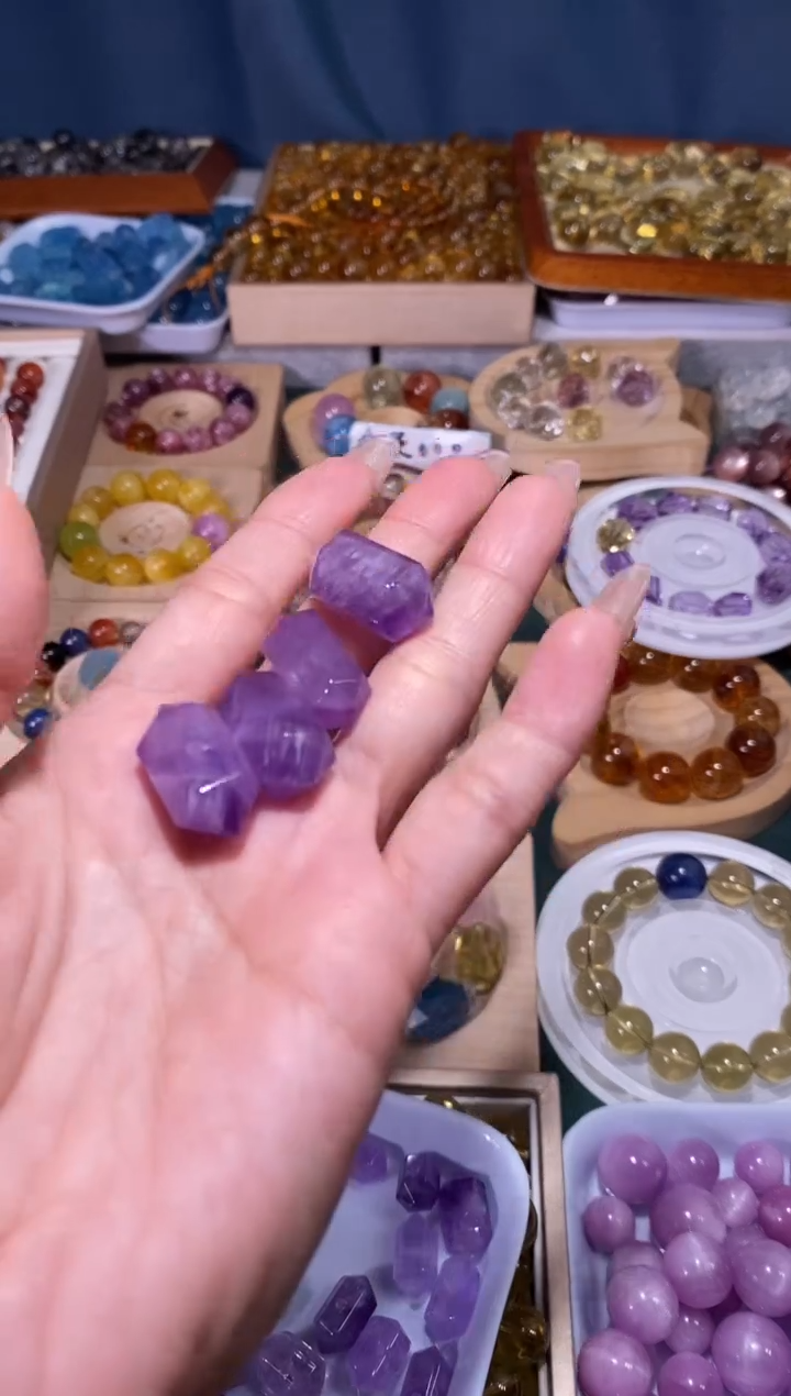 未镶嵌手串水晶薰衣草紫水双尖单颗