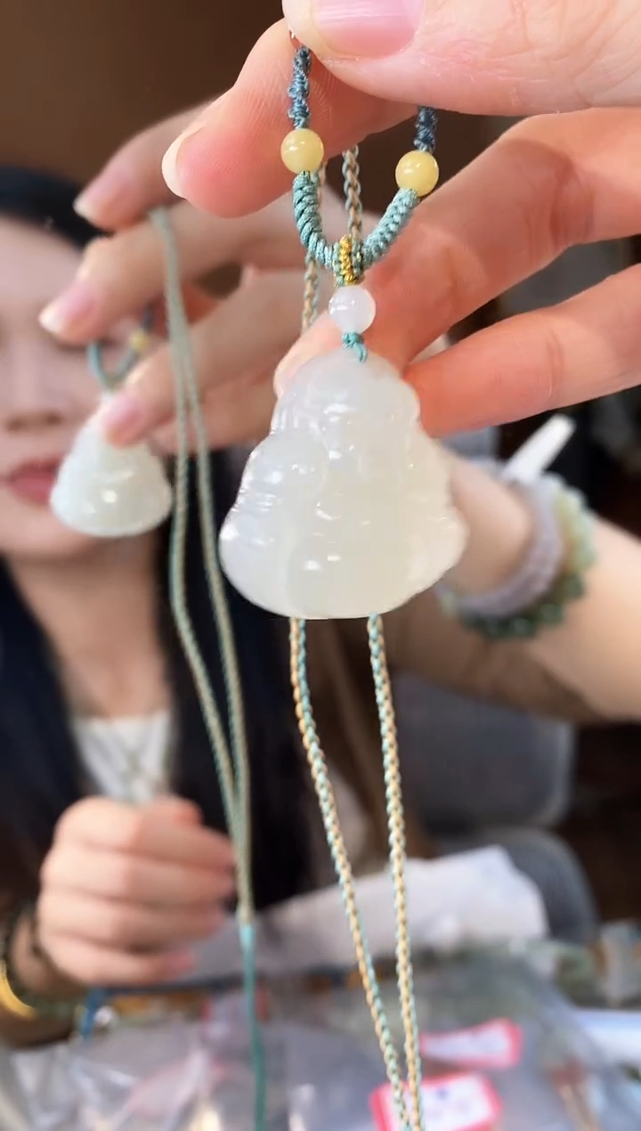 颈饰未镶嵌和田玉30MM白玉佛公和田玉项链
