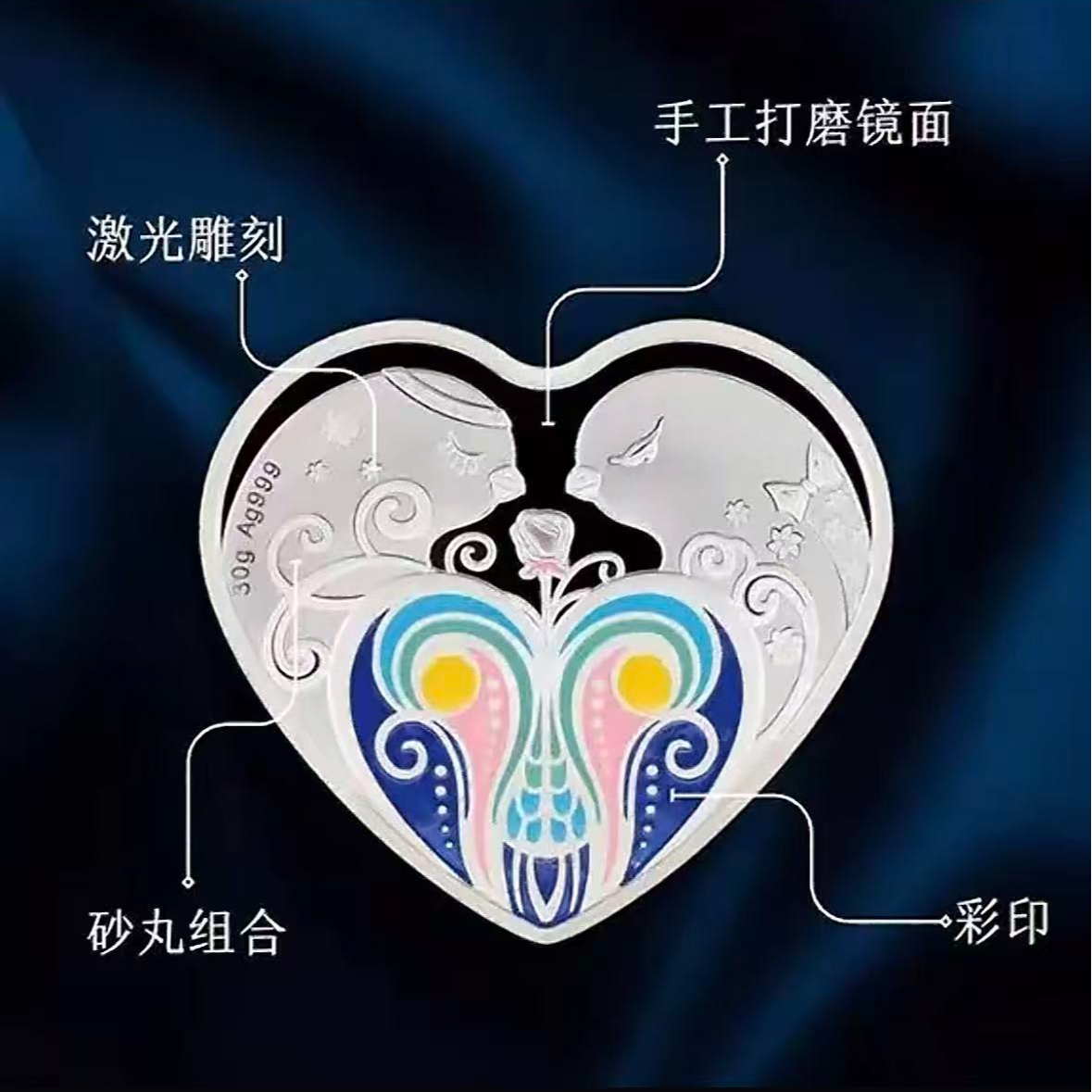 2023年上海造币厂制造爱情银章30克纯银999 造币厂原封 无证盒