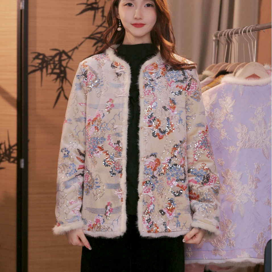 28.[雪梅]秋冬新款双面水貂新唐式国风保暖外套
