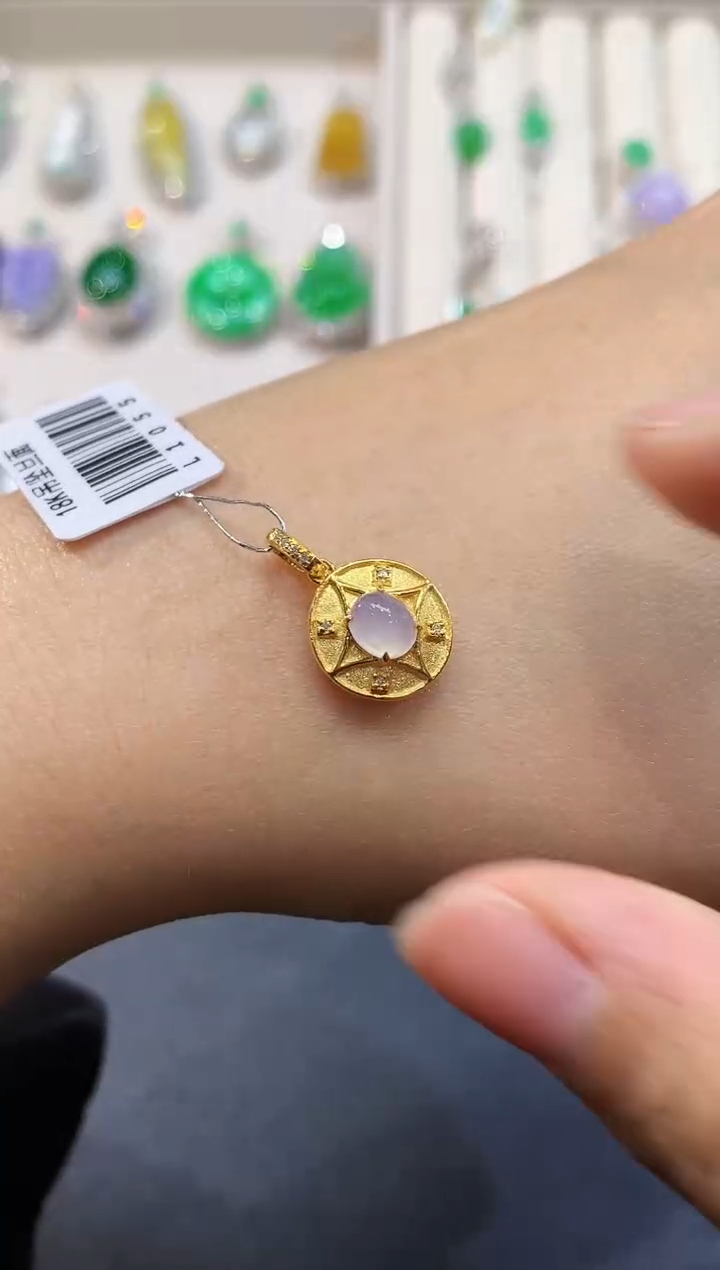 翡翠18K金镶嵌吊坠(不含链)L1055多样性发其一