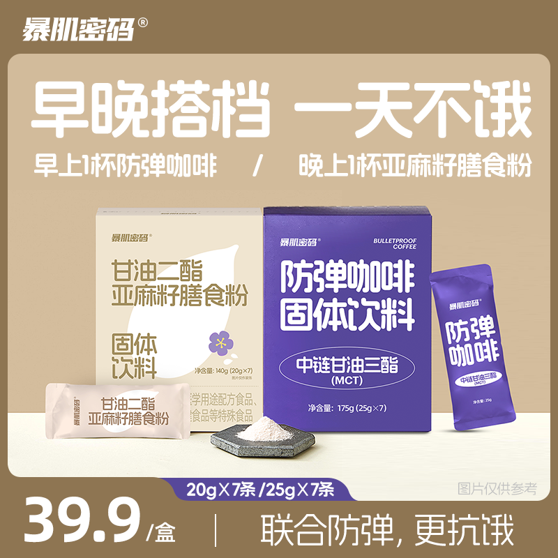 【粉丝专属】暴肌密码亚麻籽膳食粉早晚奶咖代餐饱腹健康防弹咖啡