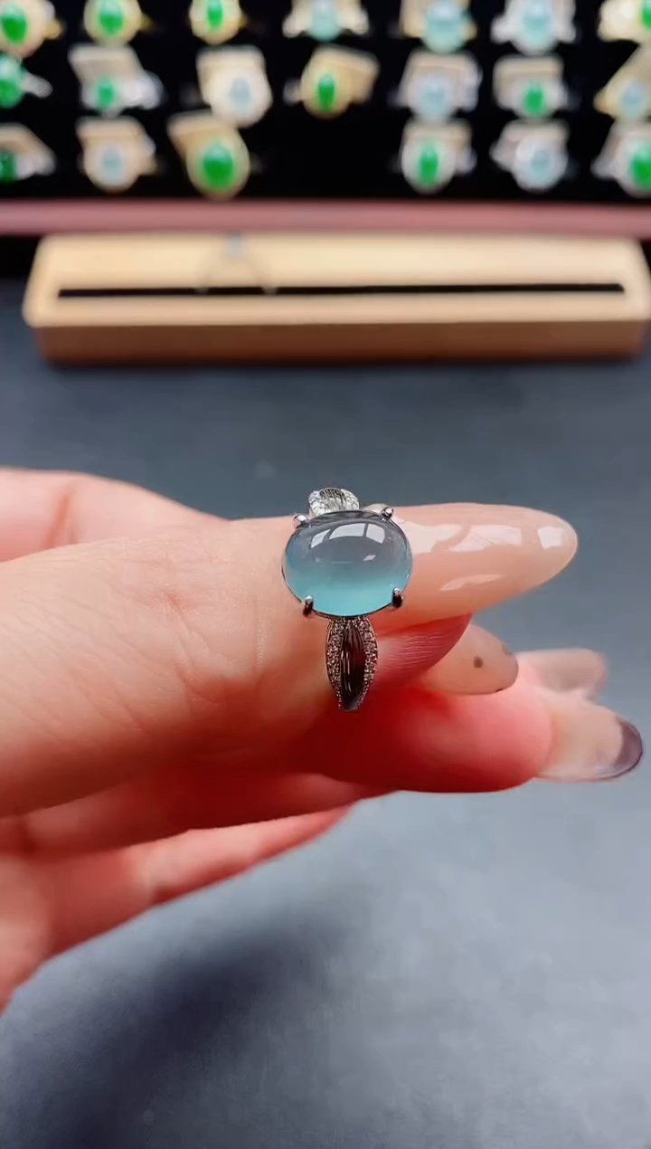 银S925镶嵌戒指翡翠1