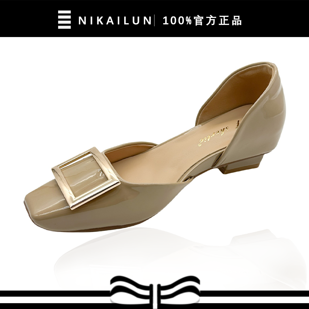 NiKaiLun 新款隐形增高6cm夏季rv方扣中空单鞋女气质方头凉拖鞋
