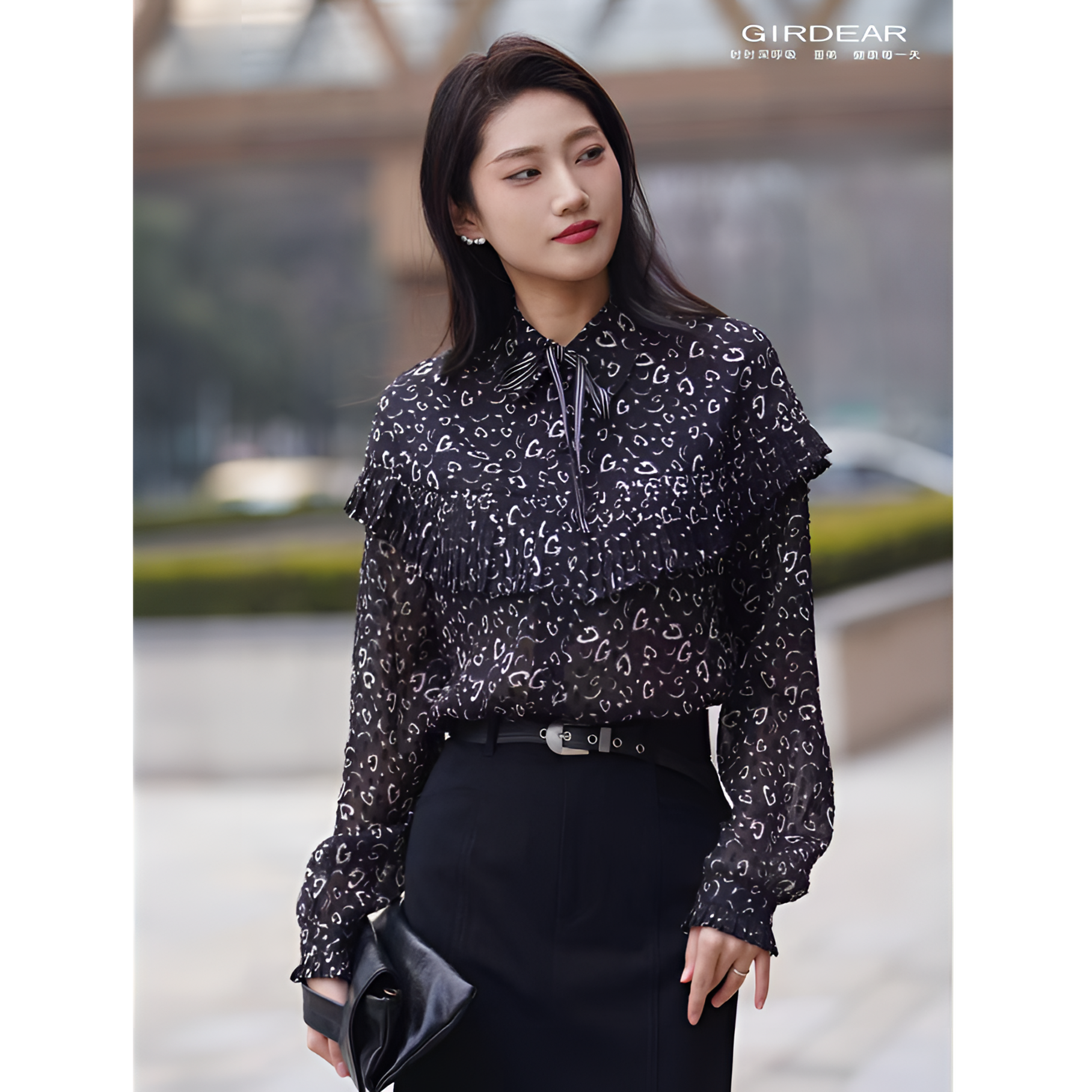 哥弟女装精致优雅百搭时尚舒适通勤复古宫廷风印花衬衣130037
