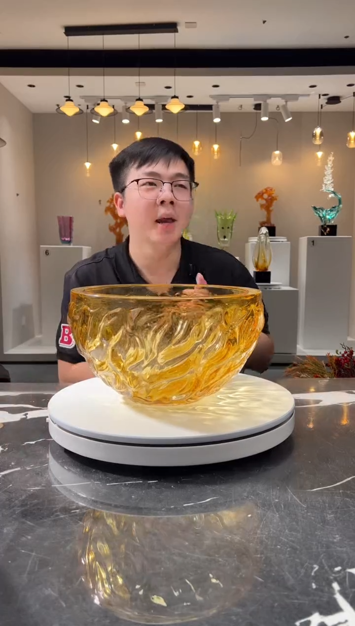 摆件巴比特美学-金色翠羽明珠聚宝盆