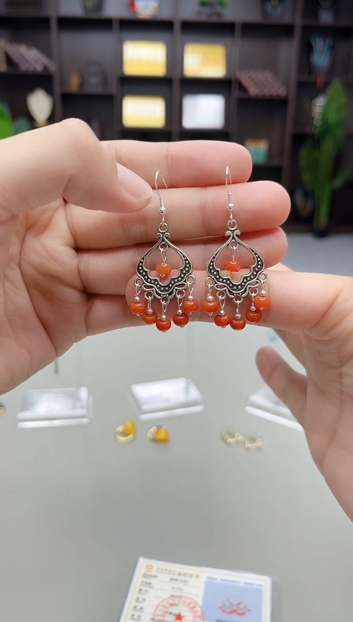 银S925镶嵌翡翠耳饰332000