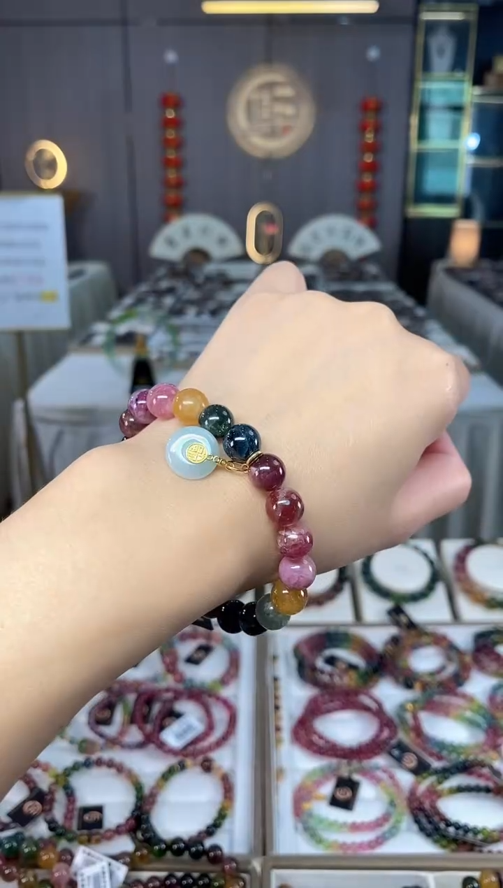 未镶嵌老矿碧玺单圈手串9mm+碧玺hon多样性发一条