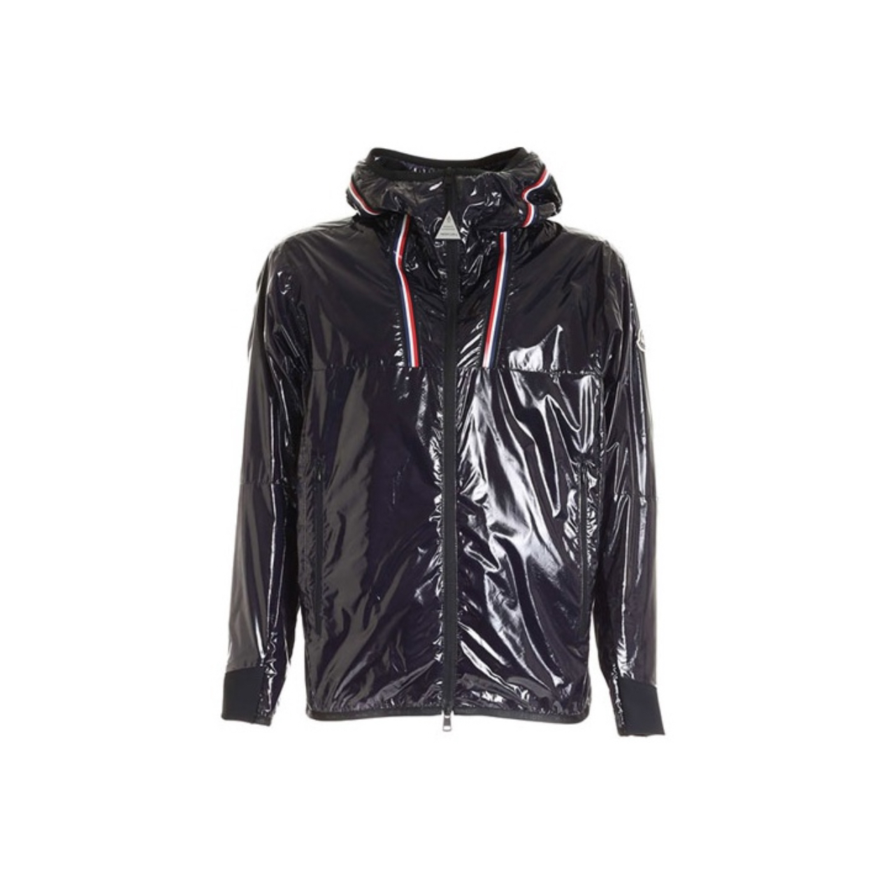 未使用 MONCLER 黑色亮面抽绳连帽防风外套3码