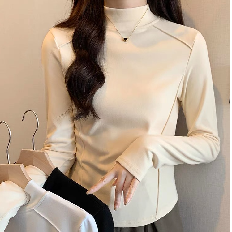 【半高领】磨毛糯米绒打底基础不挑人鱼骨收腰穿衣显瘦款86679