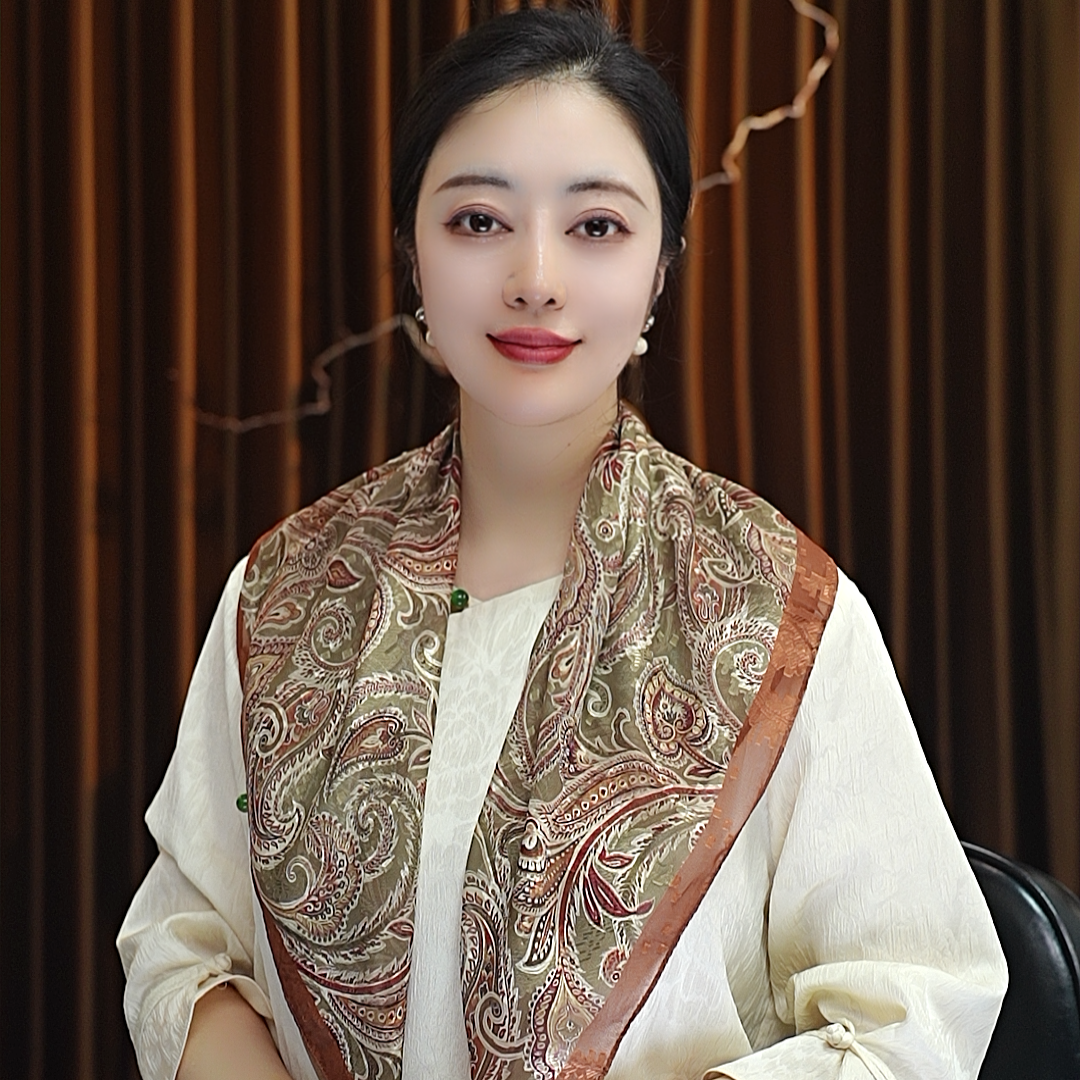 【凤尾花】70*70剪花女士围巾丝巾百搭复古显气质四季款简约时尚