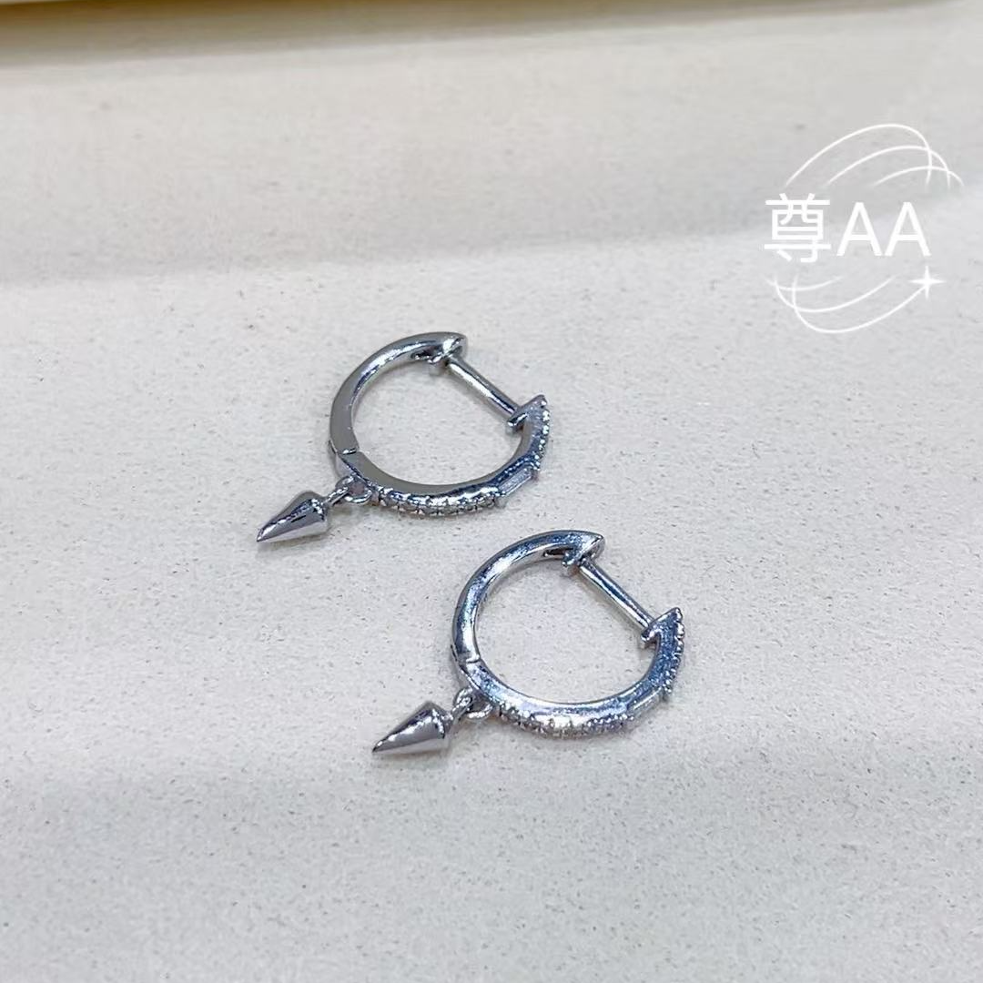 尊AA*925银镶钻锥形耳环 耳钉潮流素款k7006