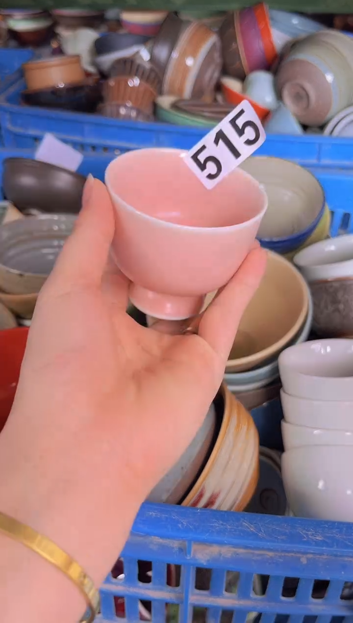 碗515福利粉色高脚茶杯     