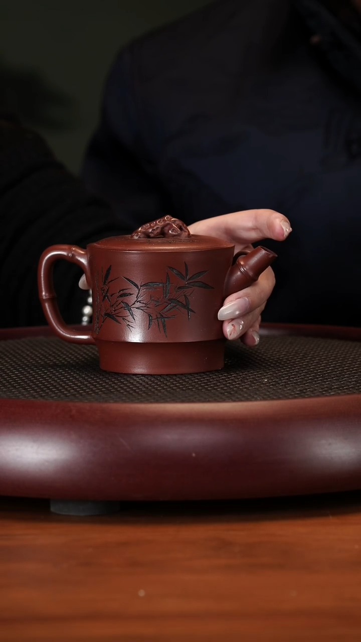 【闪购商品】紫砂茶壶2-88SDH高竹节龙血砂220cc